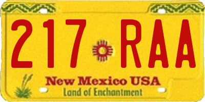 NM license plate 217RAA