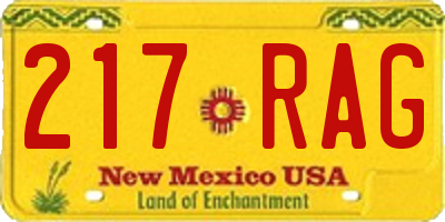 NM license plate 217RAG