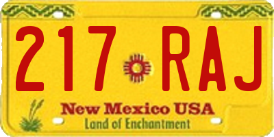 NM license plate 217RAJ