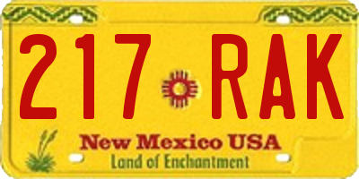 NM license plate 217RAK