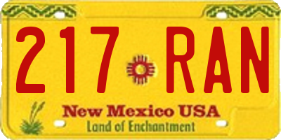 NM license plate 217RAN