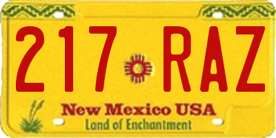NM license plate 217RAZ