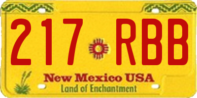NM license plate 217RBB