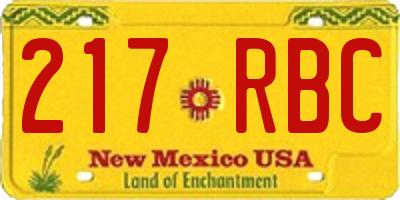 NM license plate 217RBC