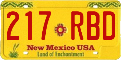 NM license plate 217RBD
