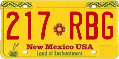 NM license plate 217RBG