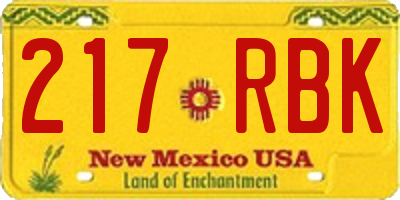 NM license plate 217RBK