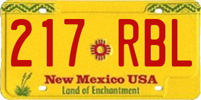 NM license plate 217RBL