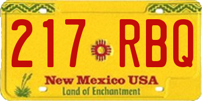 NM license plate 217RBQ