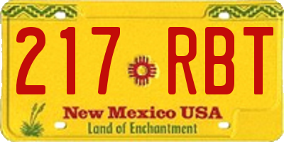 NM license plate 217RBT