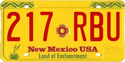 NM license plate 217RBU