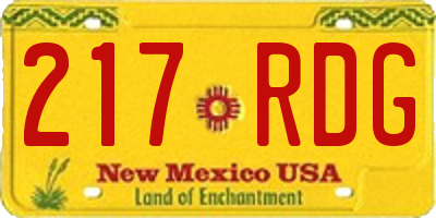 NM license plate 217RDG