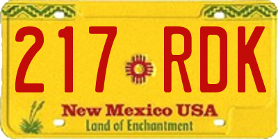 NM license plate 217RDK