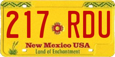 NM license plate 217RDU