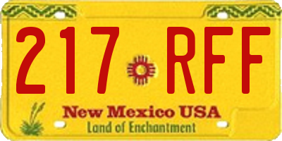 NM license plate 217RFF