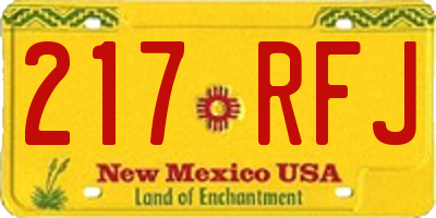 NM license plate 217RFJ