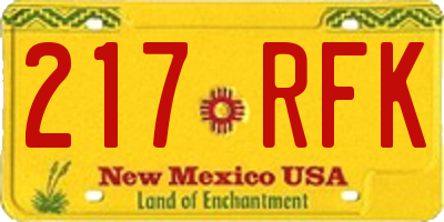NM license plate 217RFK