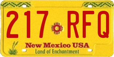 NM license plate 217RFQ