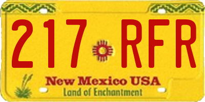 NM license plate 217RFR
