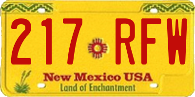 NM license plate 217RFW