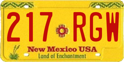 NM license plate 217RGW