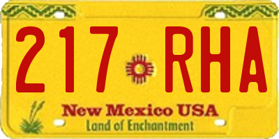 NM license plate 217RHA