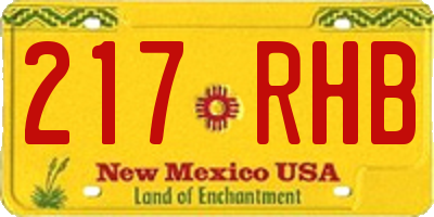 NM license plate 217RHB