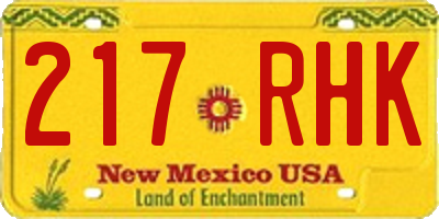 NM license plate 217RHK