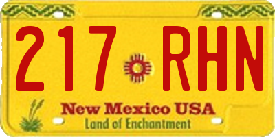 NM license plate 217RHN