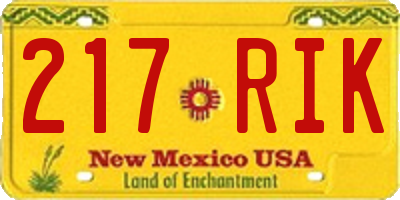 NM license plate 217RIK