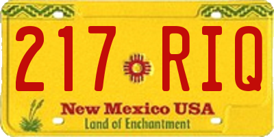 NM license plate 217RIQ