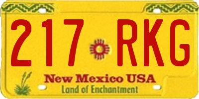 NM license plate 217RKG