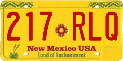 NM license plate 217RLQ