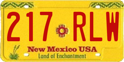 NM license plate 217RLW