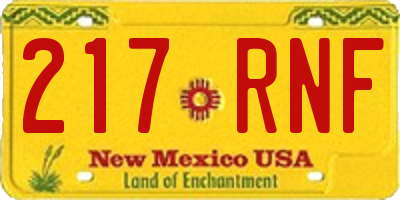 NM license plate 217RNF