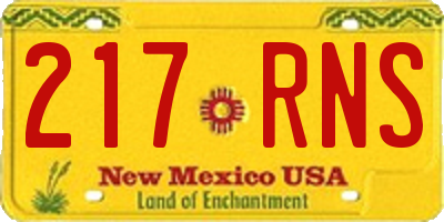 NM license plate 217RNS