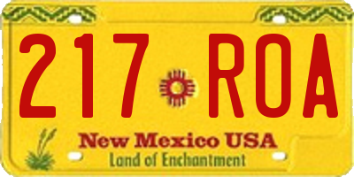 NM license plate 217ROA