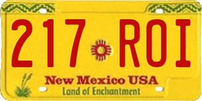 NM license plate 217ROI