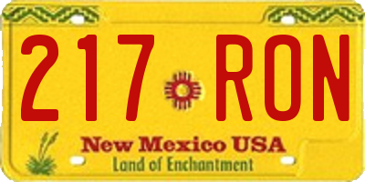 NM license plate 217RON