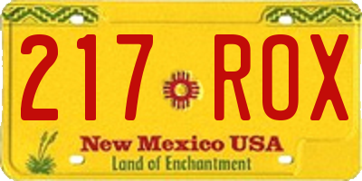 NM license plate 217ROX