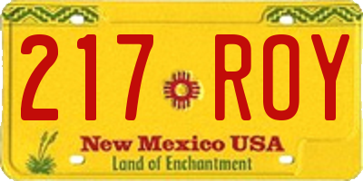 NM license plate 217ROY