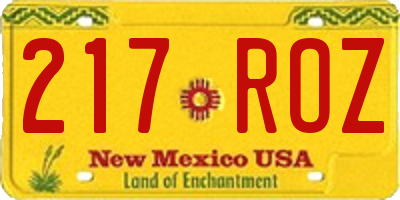 NM license plate 217ROZ