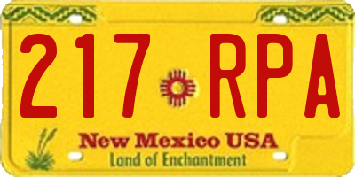 NM license plate 217RPA