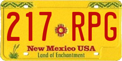 NM license plate 217RPG
