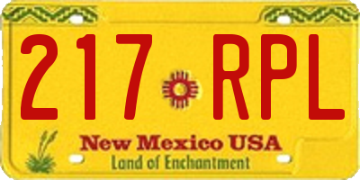 NM license plate 217RPL