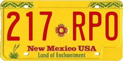 NM license plate 217RPO
