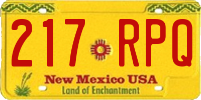 NM license plate 217RPQ