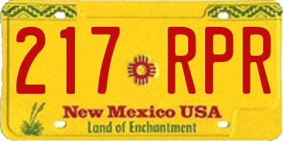 NM license plate 217RPR