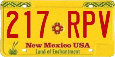 NM license plate 217RPV