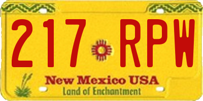 NM license plate 217RPW